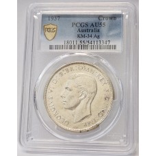 AUSTRALIA 1937 . CROWN . PCGS AU55